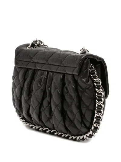 Pre-owned Chanel 2011 Mini Quilted Lambskin Chain Around Flap Crossbody Bag In Black