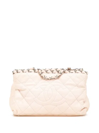 Pre-owned Chanel 2011 Mini Quilted Lambskin Chain Me Tote Bag In Brown
