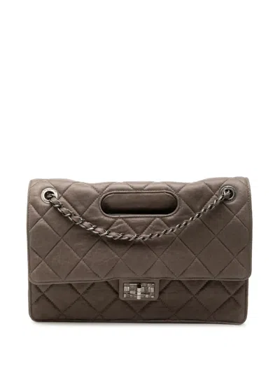 Pre-owned Chanel 2011 Paris Byzance Jumbo Washed Lambskin Take Away Flap Satchel In Brown