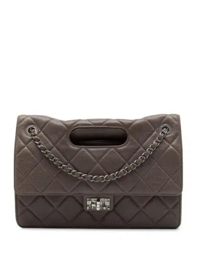 Pre-owned Chanel 2011 Paris Byzance Jumbo Washed Lambskin Take Away Flap Satchel In Brown