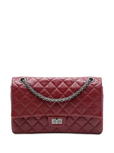Pre-owned Chanel 2011 Quilted Aged Calfskin Reissue 2.55 Double Flap 226 Shoulder Bag In Red