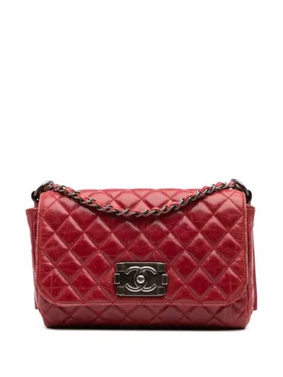 Pre-owned Chanel 2011 Quilted Glazed Calfskin Soft Boy Flap Shoulder Bag