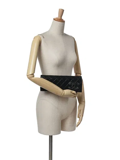 Pre-owned Chanel 2011 Quilted Iridescent Suede Crystal Cc Clutch Bag