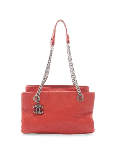 Pre-owned Chanel 2011 Quilted Leather Tote Bag In Red
