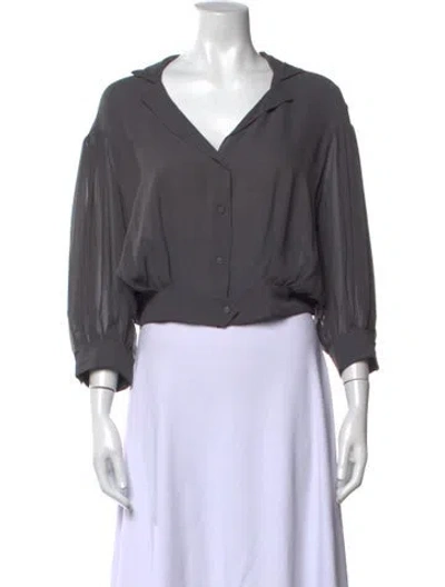 Pre-owned Chanel 2011 Silk Blouse W/ Tags In Grey