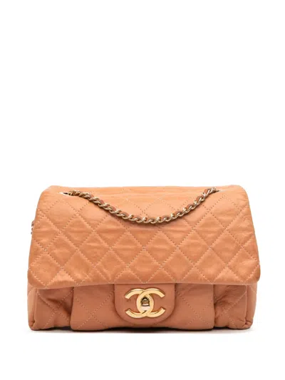 Pre-owned Chanel 2011 Small Aged Calfskin Chic Quilt Flap Shoulder Bag In Orange