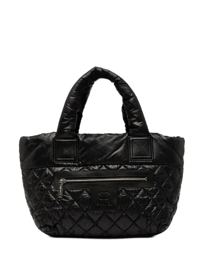 Pre-owned Chanel 2011 Small Quilted Nylon Coco Cocoon Tote Bag In Black