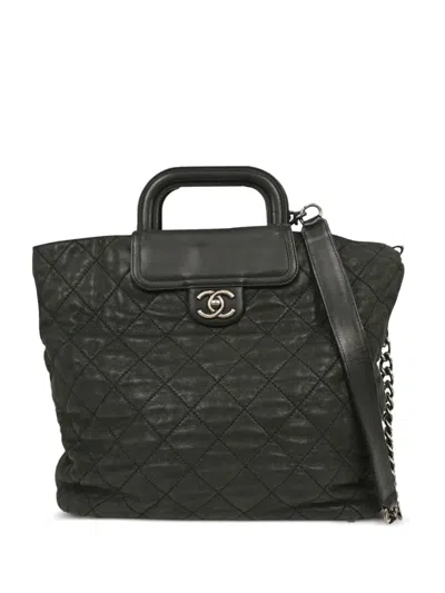 Pre-owned Chanel 2011 The Mix Shopping Iridescent Quilted Tote Bag In Black