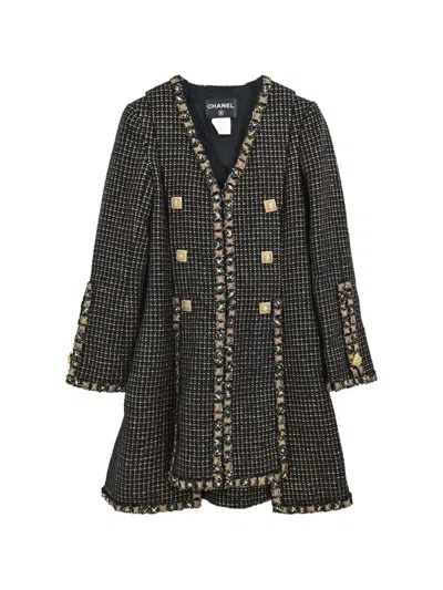 Pre-owned Chanel 2011 Tweed Coat In Black
