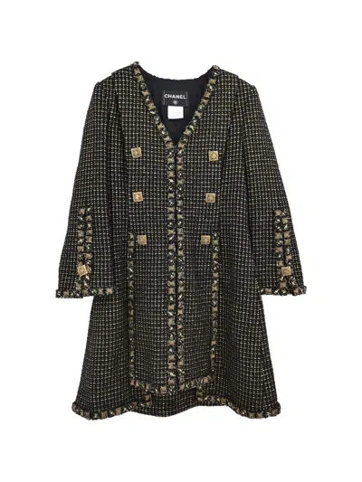 Pre-owned Chanel 2011 Tweed Coat In Black