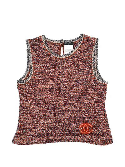 Pre-owned Chanel 2011 Tweed Tank Top In Orange