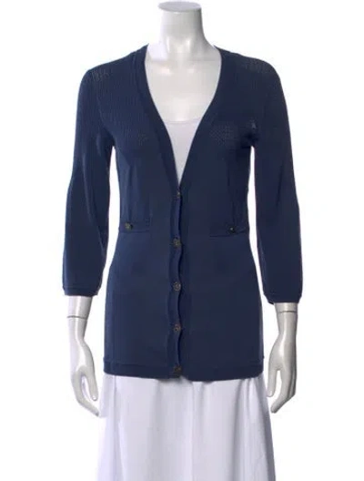 Pre-owned Chanel 2011 V-neck Sweater In Blue