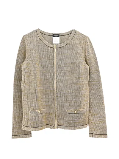 Pre-owned Chanel 2011 Zip-up Cardigan In Neutrals