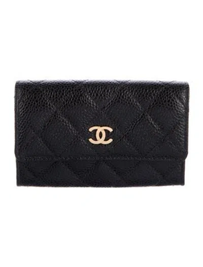 Pre-owned Chanel 2011-2012 Card Holder Flap Card Holder In Black