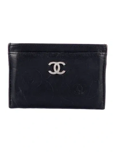 Pre-owned Chanel 2011-2012 Interlocking Cc Logo Card Holder In Black