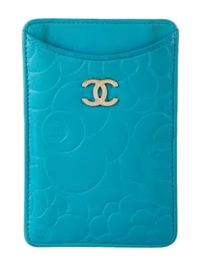 Pre-owned Chanel 2011-2012 Interlocking Cc Logo Card Holder In Blue