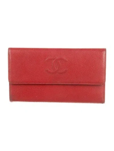 Pre-owned Chanel 2011-2012 Timeless Continental Wallet In Red