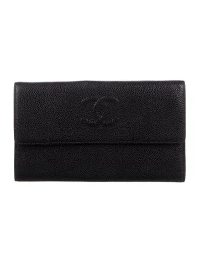 Pre-owned Chanel 2011-2012 Timeless Trifold Wallet In Black