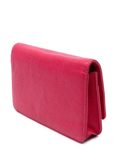 Pre-owned Chanel 2012-2013 Caviar Bicolor Cc Wallet On Chain Crossbody Bag In Pink