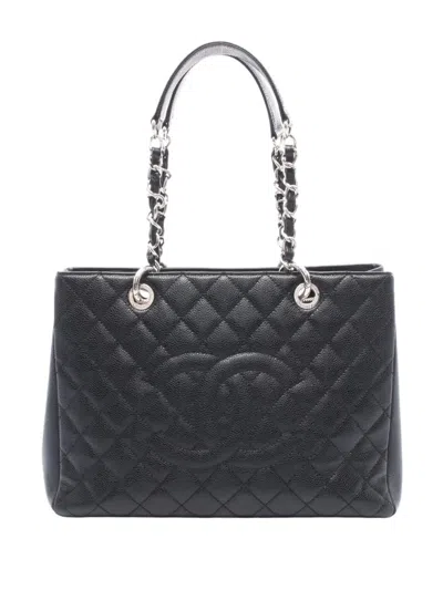 Pre-owned Chanel 2012-2013 Caviar Grand Shopping Tote Bag In Black