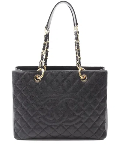 Pre-owned Chanel 2012-2013 Caviar Grand Shopping Tote Bag In Black