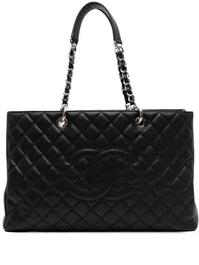 Pre-owned Chanel 2012-2013 Caviar Grand Shopping Xl Tote Bag In Black