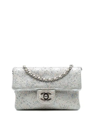Pre-owned Chanel 2012-2013 Cc Iridescent And Studded Calfskin Flap Clutch On Chain Crossbody Bag