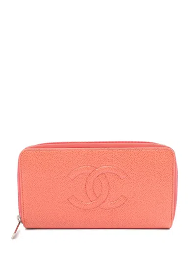 Pre-owned Chanel 2012-2013 Cc Stitch Long Wallet In Pink