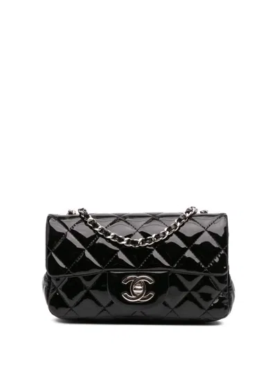Pre-owned Chanel 2012-2013 Extra Mini Rectangular Classic Patent Single Flap Crossbody Bag