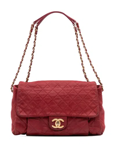 Pre-owned Chanel 2012-2013 Large Aged Calfskin Chic Quilt Flap Shoulder Bag In Red