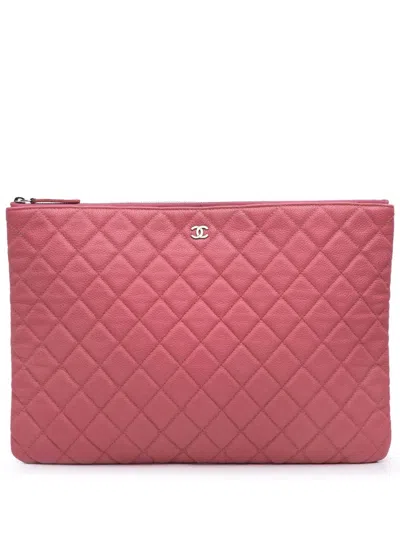 Pre-owned Chanel 2012-2013 Large Quilted Caviar O Case Clutch Bag