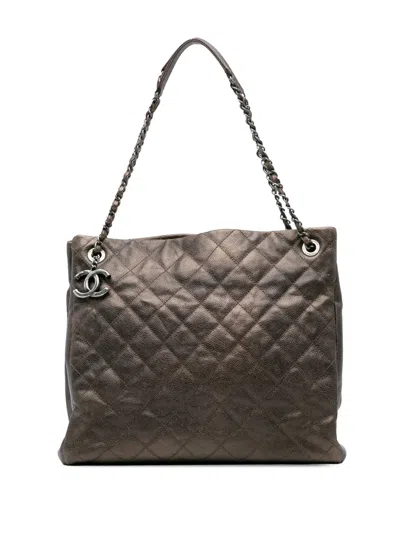Pre-owned Chanel 2012-2013 Large Quilted Iridescent Caviar Chic Tall Shopping Tote Bag