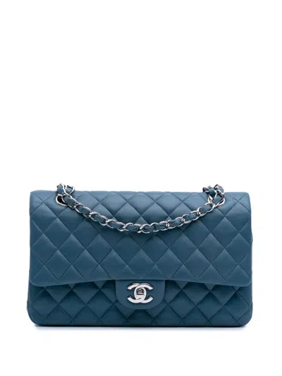 Pre-owned Chanel 2012-2013 Medium Classic Lambskin Double Flap Shoulder Bag In Blue