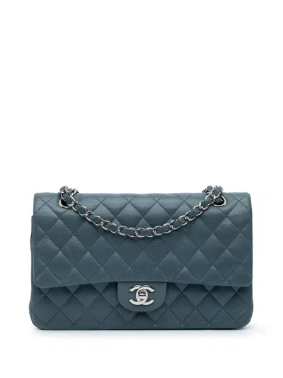 Pre-owned Chanel 2012-2013 Medium Classic Lambskin Double Flap Shoulder Bag In Blue