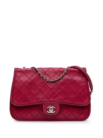 Pre-owned Chanel 2012-2013 Medium Stitched Calfskin Citizen Flap Crossbody Bag In Red
