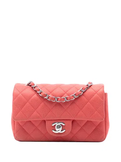 Pre-owned Chanel 2012-2013 Mini Rectangular Classic Caviar Single Flap Crossbody Bag In Orange