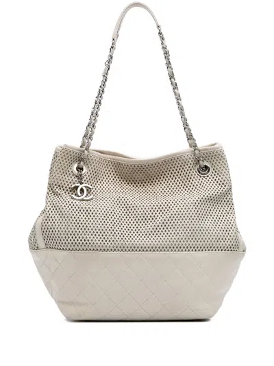 Pre-owned Chanel 2012-2013 Perforated Calfskin Up In The Air North South Tote Bag