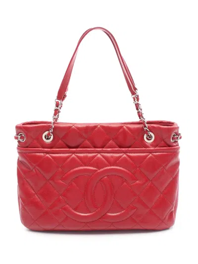 Pre-owned Chanel 2012-2013 Quilted Caviar Soft Shopper Tote Bag In Red