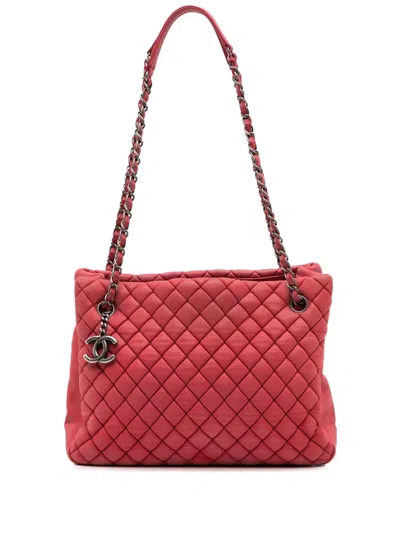 Pre-owned Chanel 2012-2013 Quilted Iridescent Calfskin New Bubble Tote Bag