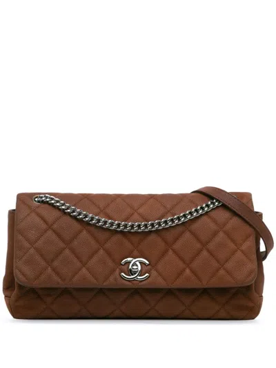 Pre-owned Chanel 2012-2013 Quilted Iridescent Caviar Lady Pearly Flap Crossbody Bag In 褐色