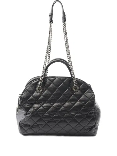 Pre-owned Chanel 2012-2013 Quilted Leather Two-way Handbag In Black