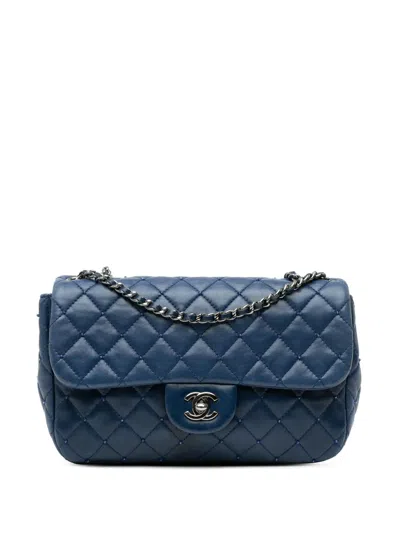 Pre-owned Chanel 2012-2013 Small Quilted Lambskin Beaded Single Flap Shoulder Bag In Blue