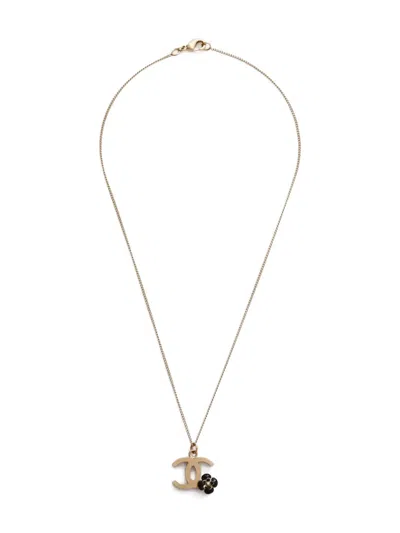 Pre-owned Chanel 2012 Camélia-motif Cc-logo Necklace In Gold
