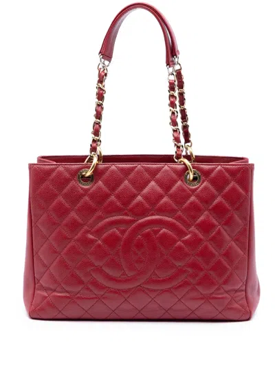 Pre-owned Chanel 2012 Caviar Grand Shopping Tote Bag In Red