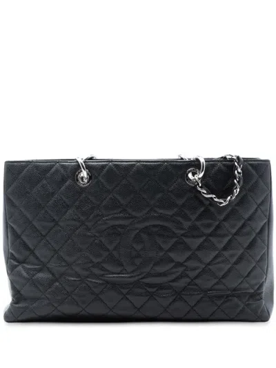 Pre-owned Chanel 2012 Caviar Grand Shopping Xl Tote Bag In Black