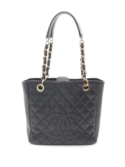 Pre-owned Chanel 2012 Caviar Petite Shopping Tote Bag In Black