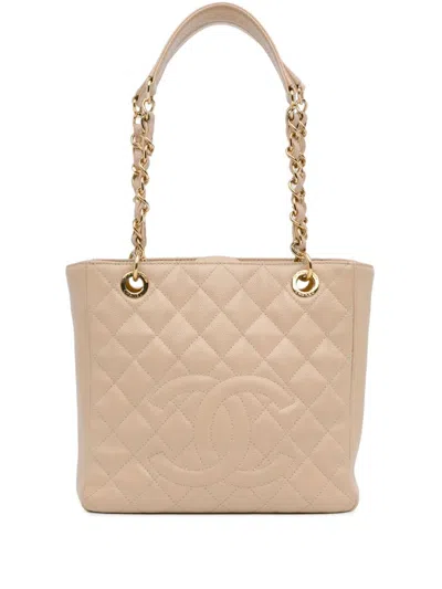 Pre-owned Chanel 2012 Caviar Petite Shopping Tote Bag In Brown
