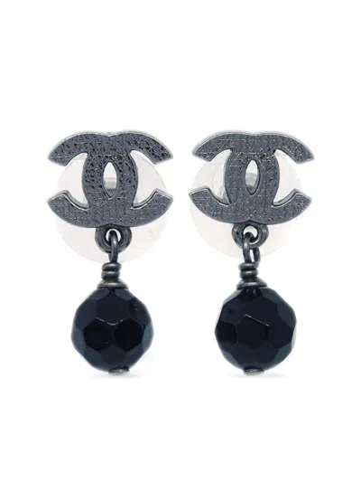 Pre-owned Chanel 2012 Cc Dangle Earrings In Silver