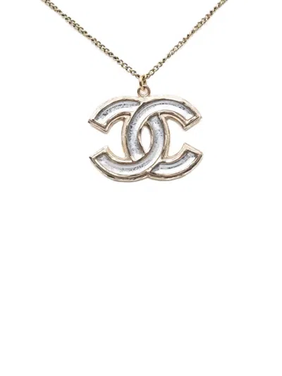 Pre-owned Chanel 2012 Cc Gold Plated Resin Pendant Necklace Costume Necklace