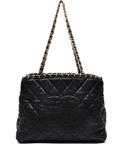 Pre-owned Chanel 2012 Chain Me Quilted Tote Bag In Black